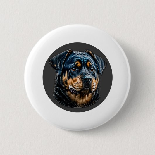 Zwarte rottweiler ronde button 5,7 cm (Voorkant)