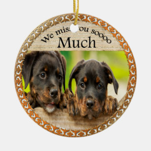 Zwarte Rottweiler schattige puppy honden met tries Keramisch Ornament