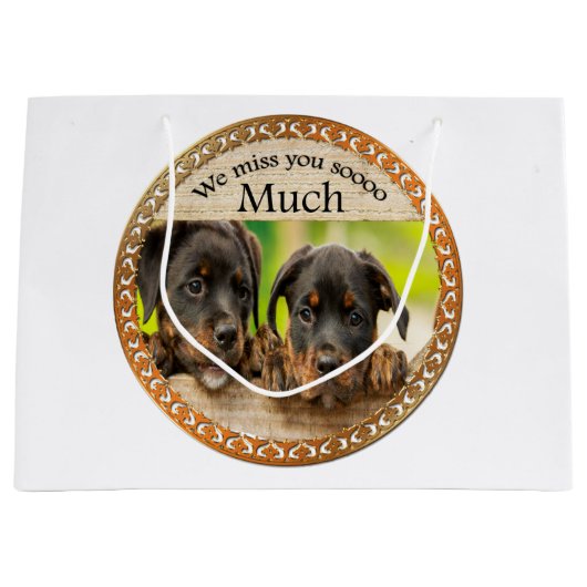 Zwarte Rottweiler schattige puppy honden met tries Large Cadeautasje (Voorkant)