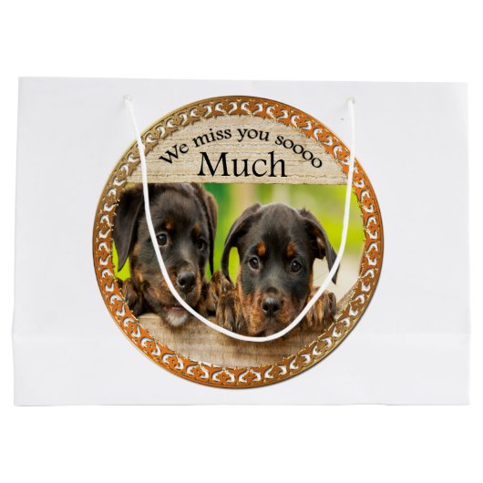 Zwarte Rottweiler schattige puppy honden met tries Large Cadeautasje (Achterkant)