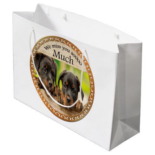 Zwarte Rottweiler schattige puppy honden met tries Large Cadeautasje (Achterkant Gekanteld)