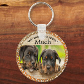 Zwarte Rottweiler schattige puppy honden met tries Sleutelhanger (Voorkant)