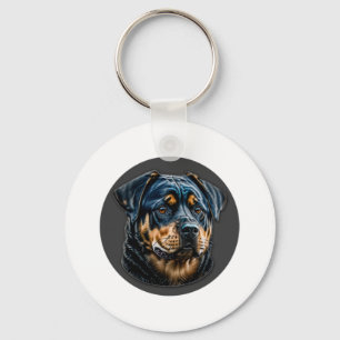 Zwarte rottweiler sleutelhanger