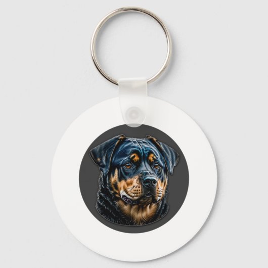 Zwarte rottweiler sleutelhanger (Voorkant)