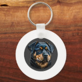 Zwarte rottweiler sleutelhanger (Voorkant)