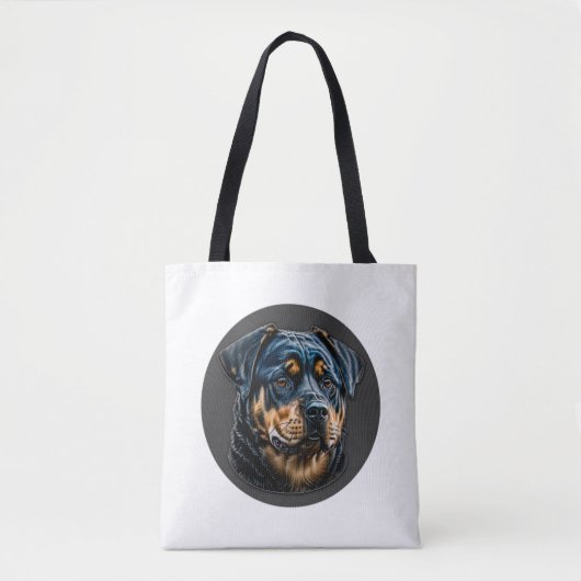 Zwarte rottweiler tote bag (Voorkant)