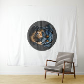 Zwarte rottweiler wandkleed (In Situ (horizontaal))