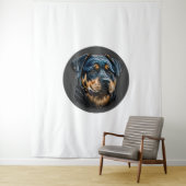 Zwarte rottweiler wandkleed (In situ)