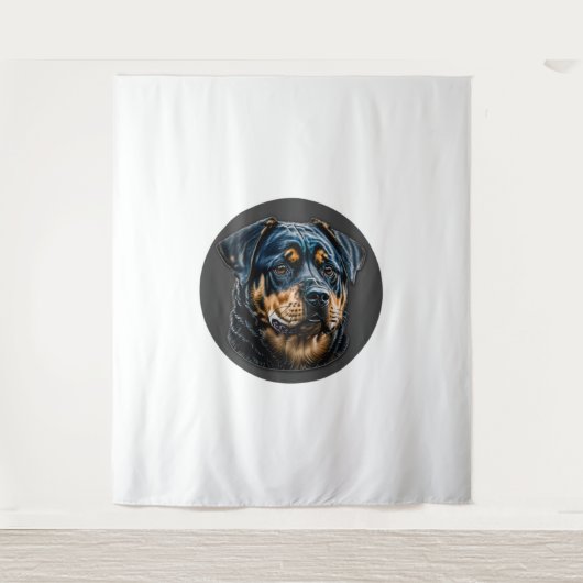 Zwarte rottweiler wandkleed (Voorkant)