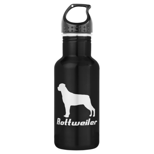 Zwarte rottweiler waterfles  (Voorkant)