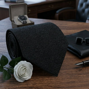 Zwarte rouw paisley stropdas