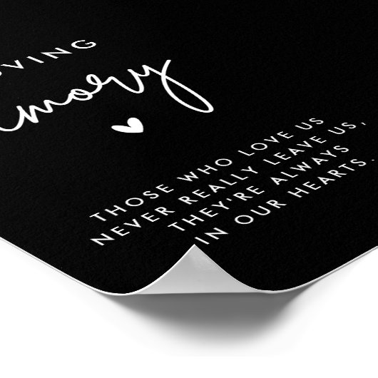 Zwarte rouwtekst Huwelijksherdenking 4x6 bord Poster (Hoek)