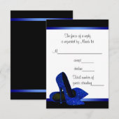 Zwarte Royal Blue High Heels Vrouwen Verjaardag RS RSVP Kaartje (Voorkant / Achterkant)