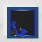 Zwarte Royal Blue High Heels Vrouwen Verjaardagsfe Kaart (Achterkant)