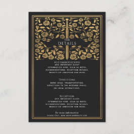 Zwarte Royal Medieval Sword Wedding Details Informatiekaartje