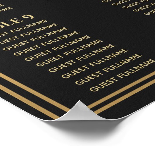 Zwarte Royal Medieval Sword Wedding Seding Chart Poster (Hoek)