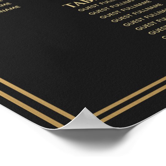 Zwarte Royal Medieval Sword Wedding Seding Chart Poster (Hoek)