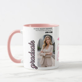 Zwarte & Roze Afstudeer Koffiemok 2026 Cadeau Mok