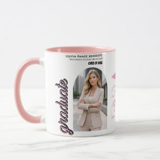 Zwarte & Roze Afstudeer Koffiemok 2026 Cadeau Mok