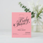Zwarte Roze baby shower Kaart (Staand voorkant)