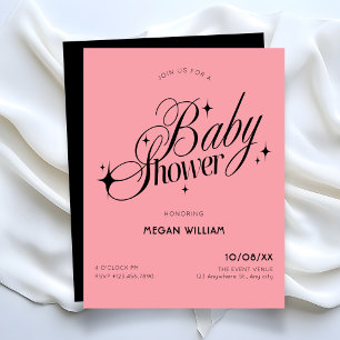 Zwarte Roze baby shower Kaart