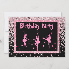 Zwarte roze ballerina Sparkle Childrens Birthday Kaart