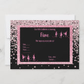 Zwarte roze ballerina Sparkle Childrens Birthday Kaart (Achterkant)