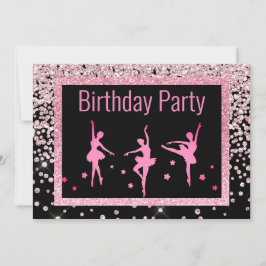 Zwarte roze ballerina Sparkle Childrens Birthday Kaart