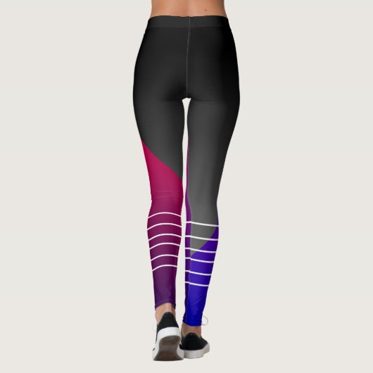 zwarte roze blauwe gradiënt, monogrammen leggings (Achterkant)