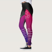 zwarte roze blauwe gradiënt, monogrammen leggings (Links)