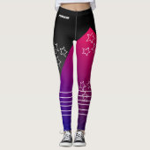zwarte roze blauwe gradiënt, monogrammen leggings (Voorkant)