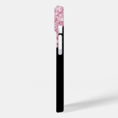 Zwarte roze bloemen glitter druppelt naam op Case-Mate iPhone case (Achterkant / Links)