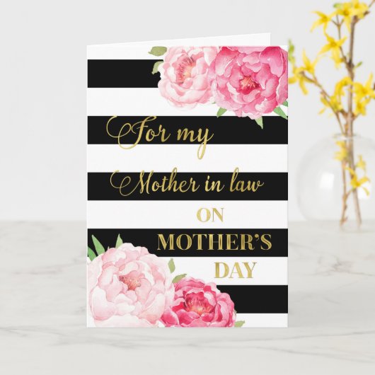 Zwarte Roze Bloemen Moederdag Moeder in de wet Kaart (Gele Bloem)