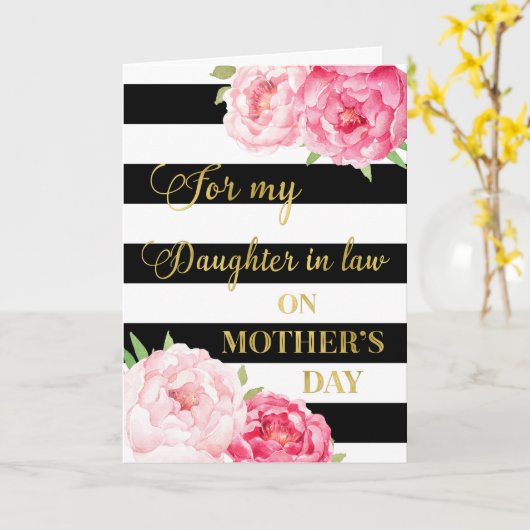 Zwarte Roze Bloemen Moederdag Schoondochter Kaart (Gele Bloem)