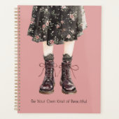 Zwarte Roze Bloemen Rok Laarzen Planner (Voorkant)