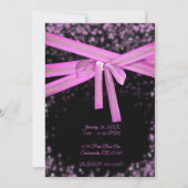 Zwarte & Roze Bow Glitter Lights Sweet 16 Verjaard Kaart (Achterkant)