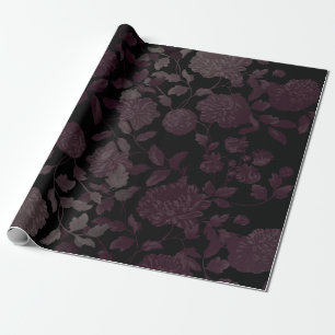 Zwarte Roze Bronze Modern  Floral Toile Cadeaupapier