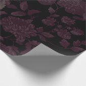 Zwarte Roze Bronze Modern  Floral Toile Cadeaupapier (Hoek)