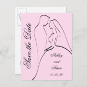 Zwarte Roze Bruid en Bruidegom Save the Dates Aankondigingskaart (Voorkant / Achterkant)