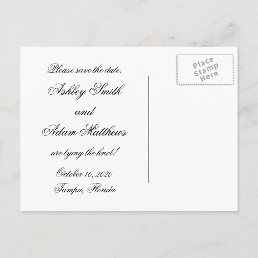 Zwarte Roze Bruid en Bruidegom Save the Dates Aankondigingskaart (Achterkant)