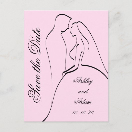 Zwarte Roze Bruid en Bruidegom Save the Dates Aankondigingskaart (Voorkant)