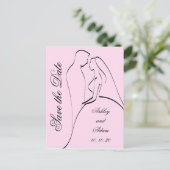 Zwarte Roze Bruid en Bruidegom Save the Dates Aankondigingskaart (Staand voorkant)