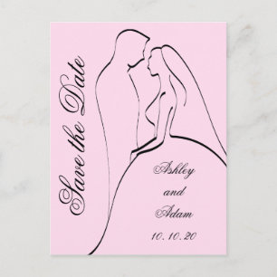 Zwarte roze bruid en bruin sparen de Data Aankondigingskaart