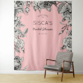 Zwarte Roze Bruiloft Feest Achtergrond Foto Wandkleed (In situ)