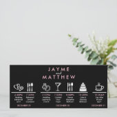 Zwarte roze bruiloft tijdlijn Welkomsttas Opmerkin (Staand voorkant)