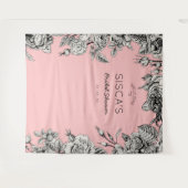 Zwarte Roze Bruiloftsshower Achtergrond Foto Wandkleed (Voorkant (horizontaal))