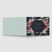 ZWARTE ROZE BURGUNDY-WATERVERF-BLOEMEN BRUILOFT GASTENBOEK (Volledig)