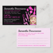 Zwarte Roze Cartoon Dame Bakkerij Dookskoekje Visitekaartje (Voorkant / Achterkant)