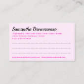 Zwarte Roze Cartoon Dame Bakkerij Dookskoekje Visitekaartje (Achterkant)