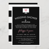 Zwarte Roze Computer Virtuele Trouwdouche Kaart (Voorkant / Achterkant)